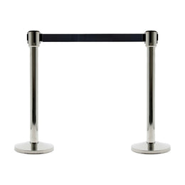 lot-2-poteaux-a-sangle-chrome-noir-10-metres