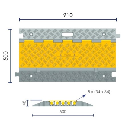 Hooded cable protector - 5 channels - Viso