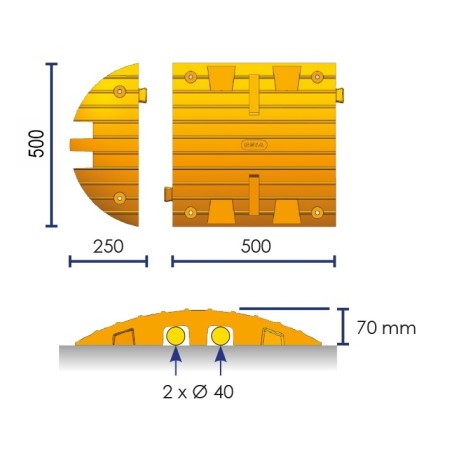 Heavy-duty speed bump 50 T - 15 km/h - Viso