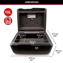 Mallette de sécurité Anti Feu Ignifugé et Étanche -Serrure à Clé - Format L - MASTERLOCK - LCHW30100