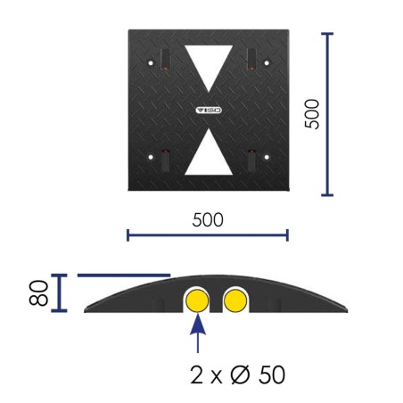 Heavy-duty cable pass 2 channels - Viso