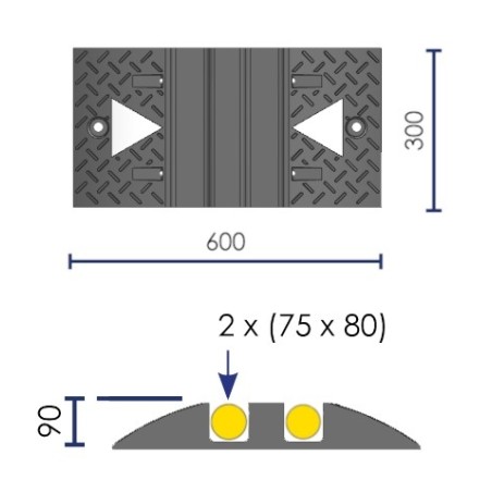 Cable pass with 2 channels - Viso