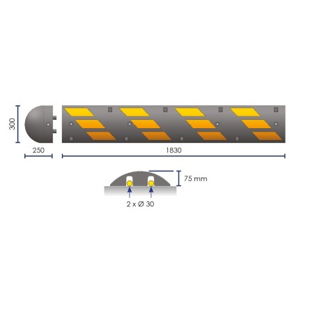 High-visibility monobloc speed bump - 15 km/h - Viso