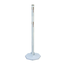 Poteau de balisage métal pliant – Structure acier pliable, 2 niveaux chaîne, base lestée