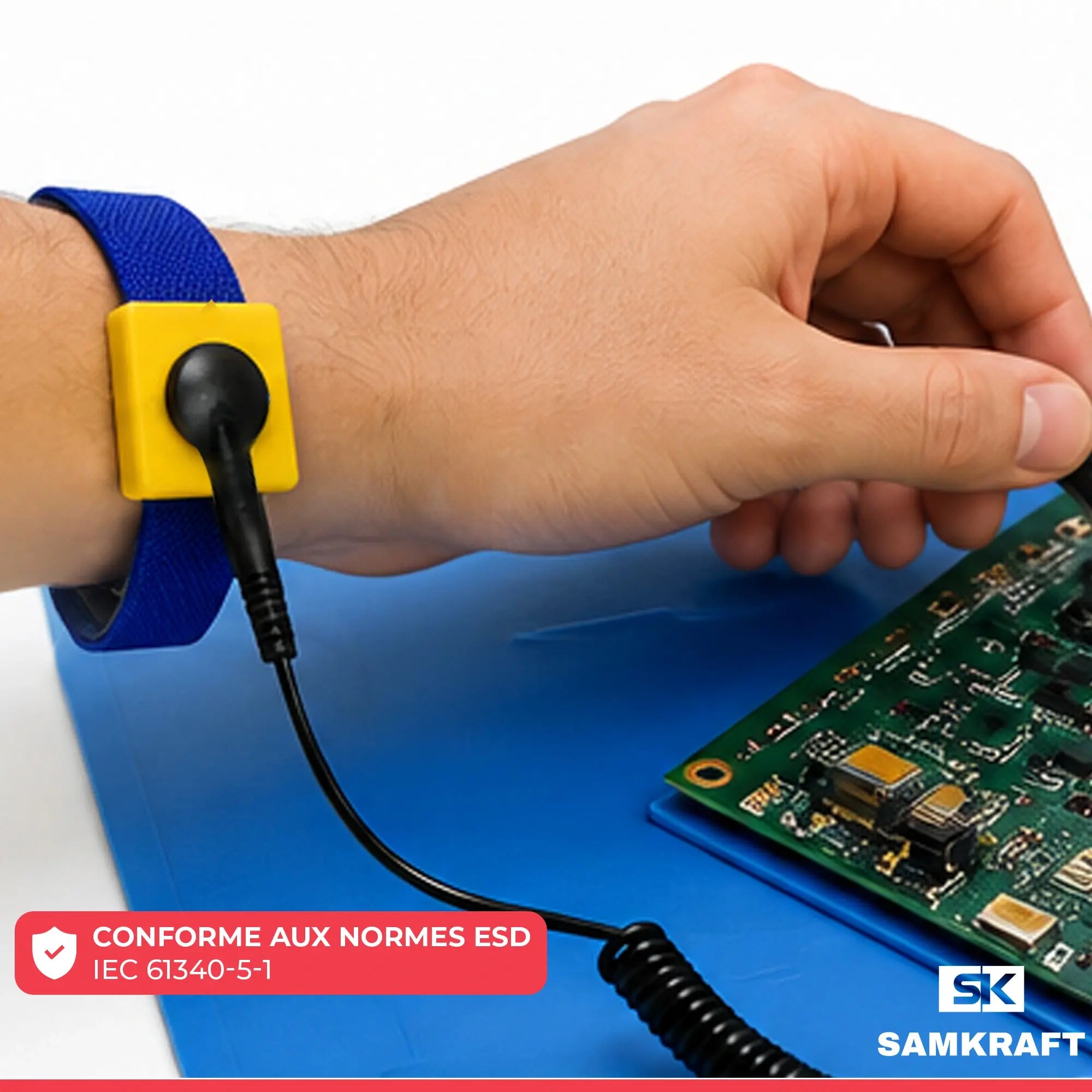 Bracelet antistatique ESD : mise à la terre du poignet, taille unique