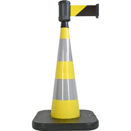 Cône lesté jaune avec sangle 4m × 100mm - base à lester, boîtier étanche, décrochage anti-panique