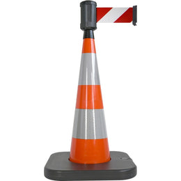 Cône lesté jaune avec sangle 4m × 100mm - base à lester, boîtier étanche, décrochage anti-panique