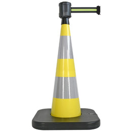Cône lesté vert 105cm avec sangle 50mm verte - base lestable, boîtier étanche, anti-panique