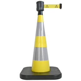 Cône lesté vert 105cm avec sangle 50mm verte - base lestable, boîtier étanche, anti-panique