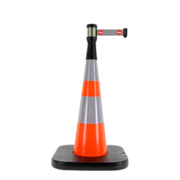Cône lesté vert 105cm avec sangle 50mm verte - base lestable, boîtier étanche, anti-panique