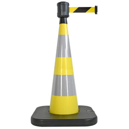 Cône lesté vert 105cm avec sangle 50mm verte - base lestable, boîtier étanche, anti-panique