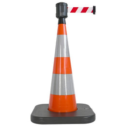 Cône lesté vert 105cm avec sangle 50mm verte - base lestable, boîtier étanche, anti-panique