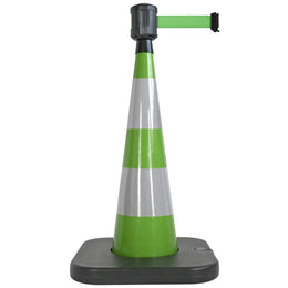 Cône lesté vert 105cm avec sangle 50mm verte - base lestable, boîtier étanche, anti-panique