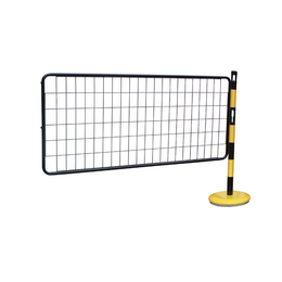 Kit 2 poteaux acier avec grille rigide – délimitation zone accès, base lestée