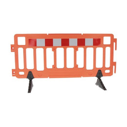 Barrière polypropylène 2m avec pied repliable - bande réfléchissante classe 1, empilable à plat