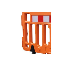 Barrière polypropylène 2m avec pied repliable - bande réfléchissante classe 1, empilable à plat