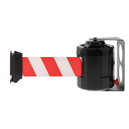 Enrouleur mural à sangle grande portée 20m×50mm rouge/blanc – Délimitation fixe entrepôts et parkings