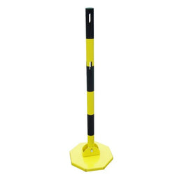 Poteau de balisage métal pliant – Structure acier pliable, 2 niveaux chaîne, base lestée