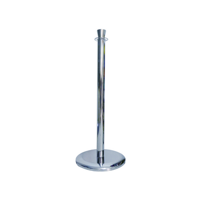 Poteau de guidage laitonné tête boule – Acier H1000mm pour gestion de file d'attente haut de gamme