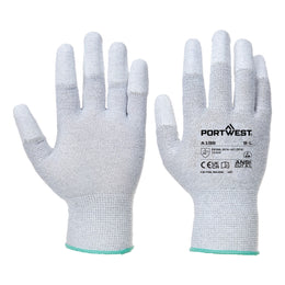 Gant ESD A198 Bout de Doigts Enduit PU Antistatique Gris Taille XXS-XXL Portwest