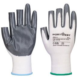 Gant Mitaine Grip A311 Nitrile 3 Doigts Blanc/Gris Taille XS-XXL Portwest