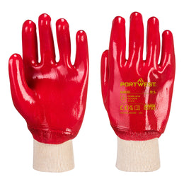Gant PVC Poignet Tricot A400 Rouge Taille M à XXL Portwest