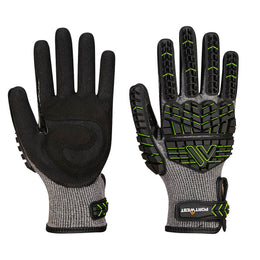 Gant Anti Impact Mousse Nitrile CutF A755 Noir/Vert Taille XS-4XL Portwest