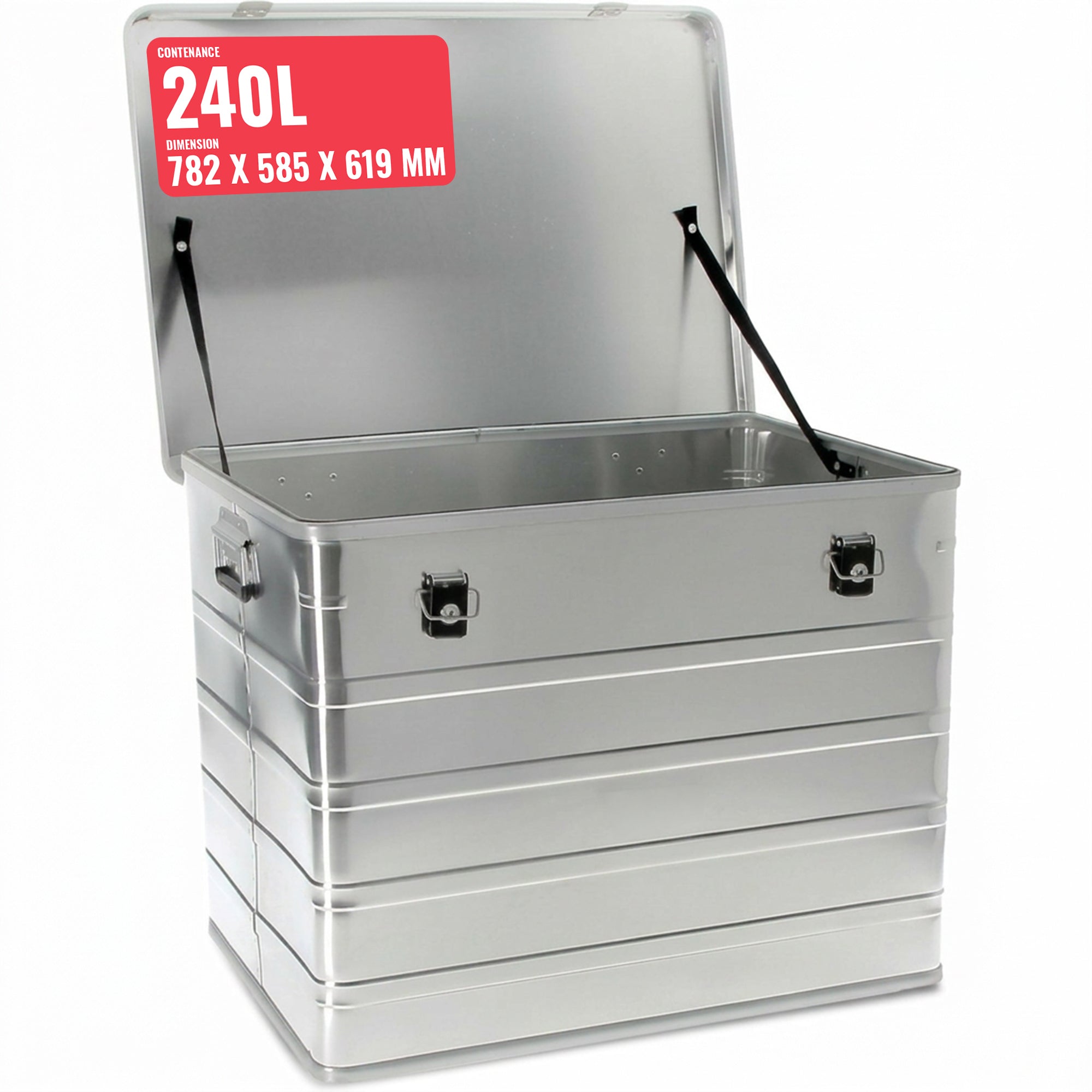 Malle aluminium avec coins de 29L à 425L