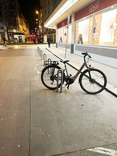 Épingle à vélo galvanisé avec platine – H 690 × Ø 40 mm