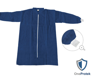 ONEPROTEK Blouses Visiteurs Jetables Fermeture Éclair – Carton de 10 sachets de 10