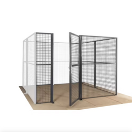Box grillagé autoporté 3 x 3 m, H. 2200 mm, avec porte battante