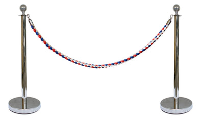 Kit extension poteau acier noir tête boule H1050mm – Corde tressée 2m bleu/blanc/rouge incluse