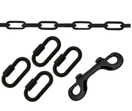 Chaîne acier chromée Ø6mm 2m – Maillon de jonction et mousqueton double pour poteaux de guidage