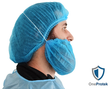 ONEPROTEK Cache-Barbes Jetables Taille Unique – Carton de 20 sachets de 100
