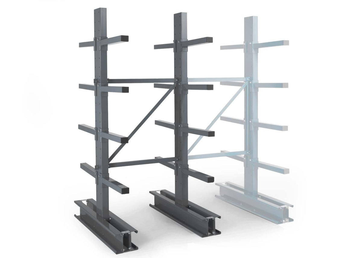Rayonnage cantilever lourd simple ou double face, H. 2500 mm 4 niveaux