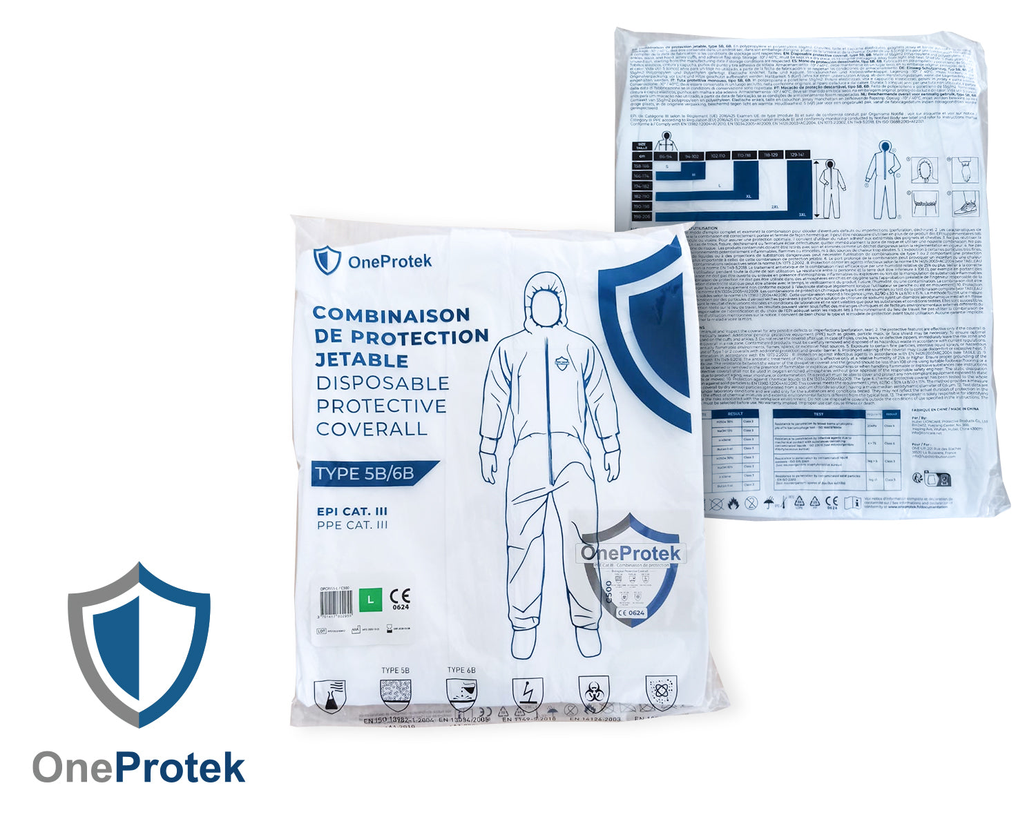 ONEPROTEK Combinaisons de Protection Type 5B/6B Jetables – Carton de 50