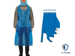 Tabliers de Protection Épais Jetables en Liasse 135×80 cm – Carton de 10 sachets de 50 – Bleu