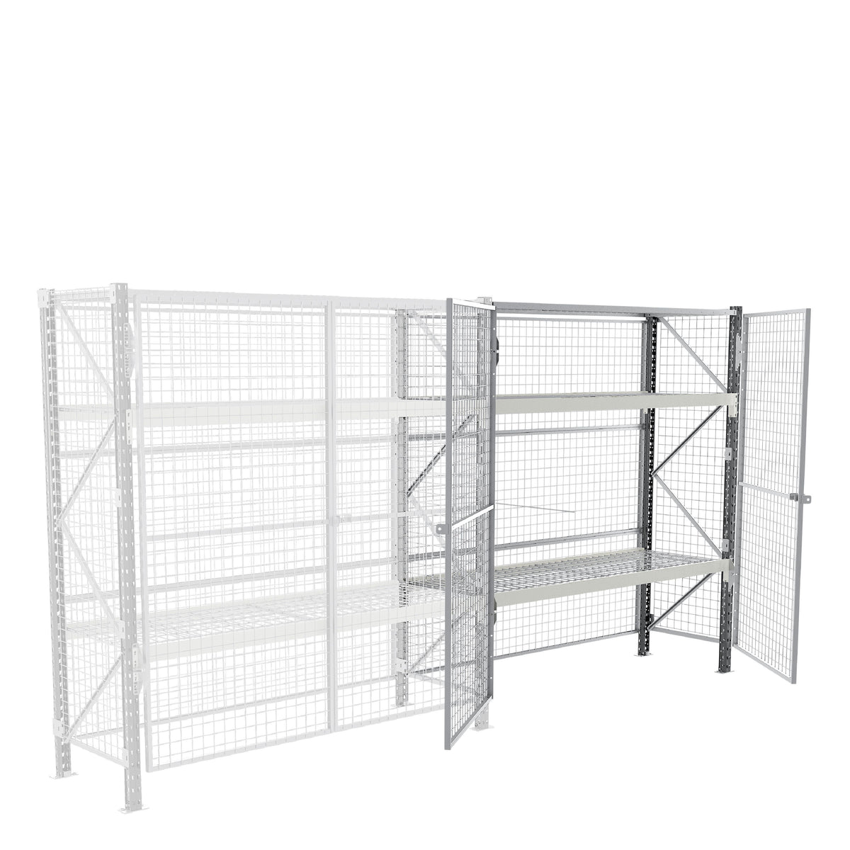 Rayonnage Epsivol sécurisé grillagé avec portes