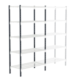 Rayonnage Flip sprinkler à tablettes grillagées, 5 niveaux