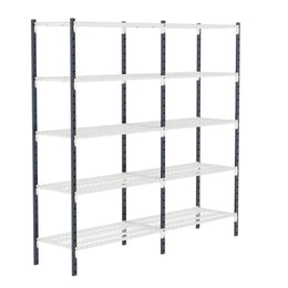 Rayonnage Flip sprinkler à tablettes grillagées, 5 niveaux