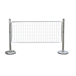 Kit 2 poteaux acier avec grille rigide – délimitation zone accès, base lestée