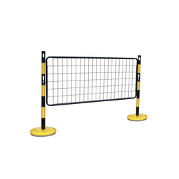 Kit 2 poteaux acier avec grille rigide – délimitation zone accès, base lestée