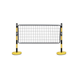 Kit 2 poteaux acier avec grille rigide – délimitation zone accès, base lestée