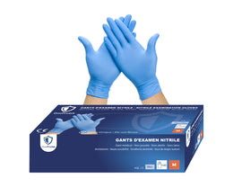 Gants d'examen Nitrile Jetables Bleus – Carton de 10 boîtes de 100