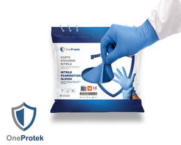 Gants d'examen Nitrile Bleus – Carton de 5 sachets refermables de 200