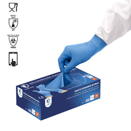 Gants d'examen Nitrile Jetables Bleus – Carton de 10 boîtes de 100