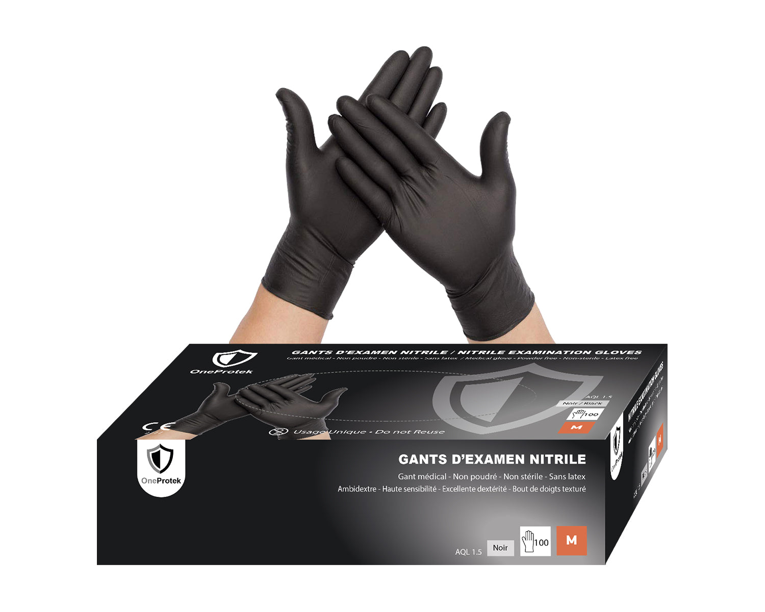 Gants d'Examen Nitrile Noirs 4 g – Carton de 10 boîtes de 100