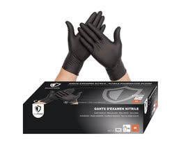 Gants d'examen Nitrile Noirs 4 g – Carton de 10 boîtes de 100