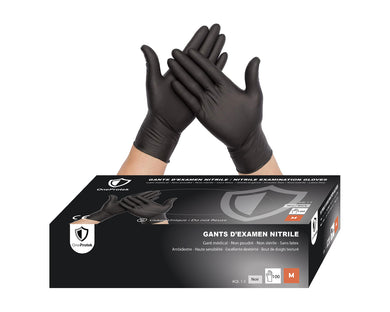 Gants d'Examen Nitrile Noirs 4 g – Carton de 10 boîtes de 100