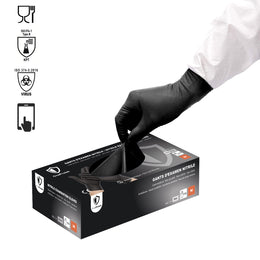 Gants d'examen Nitrile Noirs 4 g – Carton de 10 boîtes de 100